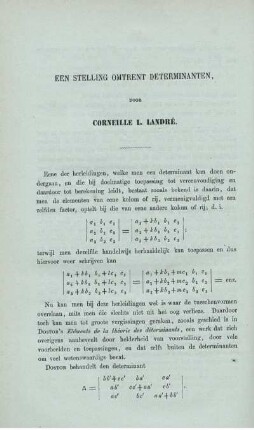 Een stelling omtrent determinanten.