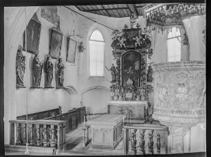 Magdalenenkapelle, Schnitzfiguren, Hochaltar und Kanzel