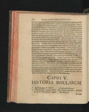 Caput V. Historia Insularum.