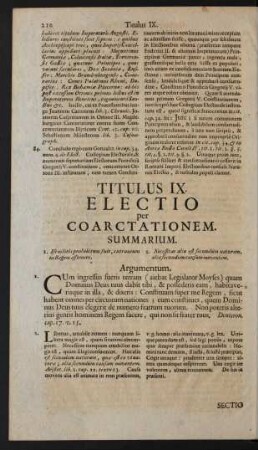 Titulus IX. Electio per Coarctationem