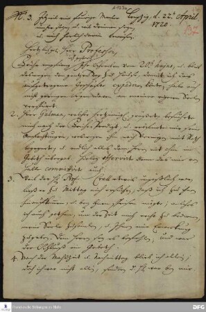 Brief von Heinrich Julius Elers an August Hermann Francke.