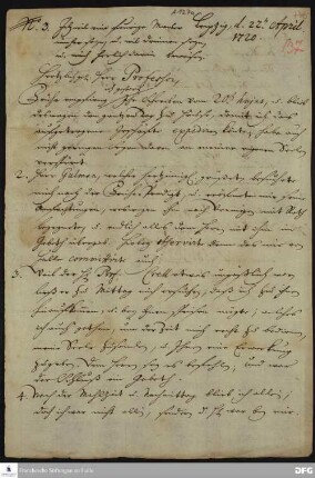 Brief von Heinrich Julius Elers an August Hermann Francke.