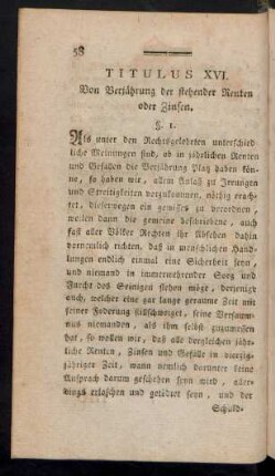 Titulus XVI. Von Verjährung der stehender Renten oder Zinsen.