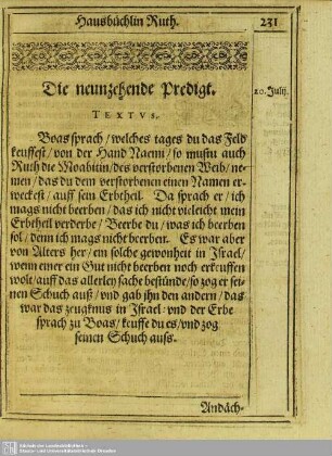 Die neunzehende Predigt