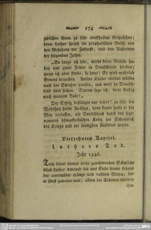 Vierzehntes Kapitel. Luthers Tod. Jahr 1546