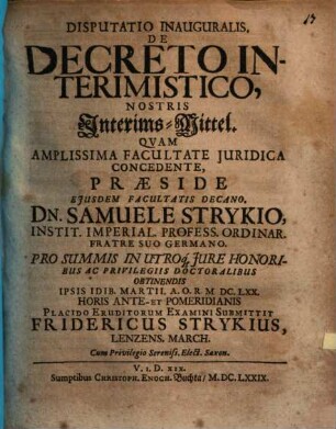Disp. inaug. de decreto interimistico ...