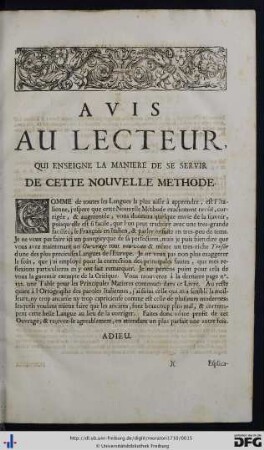 Avis Au Lecteur.