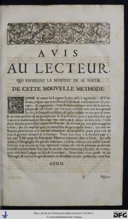 Avis Au Lecteur.
