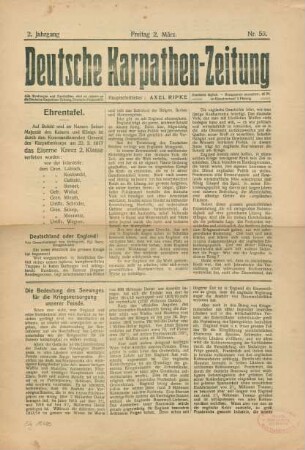 1917: Deutsche Karpathen-Zeitung