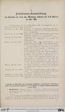 I. Jubiläums-Ausstellung zum Gedächtnis der Feier des 700jährigen Jubiläums der Stadt München im Jahre 1858