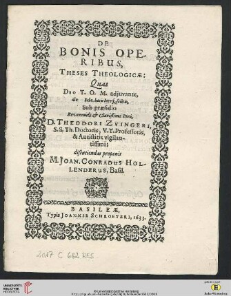 De Bonis Operibus, Theses Theologicae
