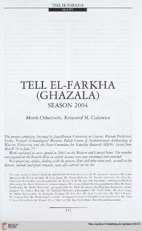 16: Tell el-Farkha (Ghazala) : season 2004