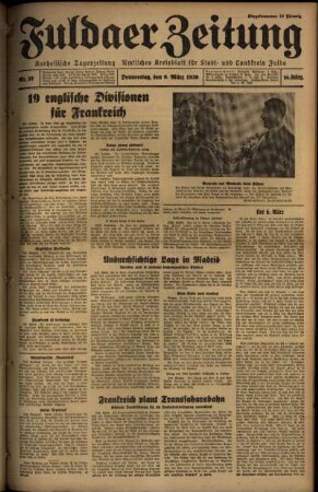 Ausgabe vom Donnerstag, den 09. März 1939.