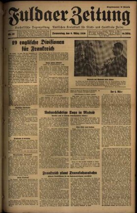 Ausgabe vom Donnerstag, den 09. März 1939.