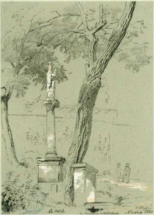 Neuburg Mariensäule links vor dem Eingang Stift Neuburg