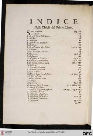 Indice delle chiese del primo libro