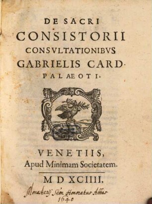De sacri consistorii consultationibus commentarius