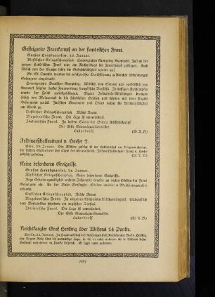Gesteigerter Feuerkampf an der flandrischen Front.