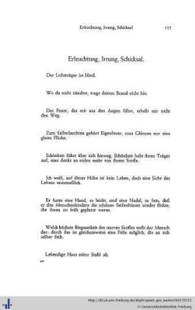 Erleuchtung, Irrung, Schicksal