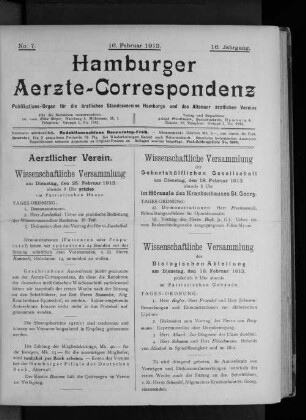No. 7. 16. Februar 1913. 16. Jahrgang.