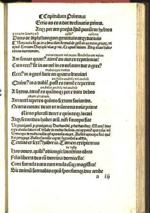 Capitulum Primum ... dat declinatio prima.