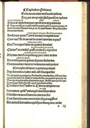 Capitulum Primum ... dat declinatio prima.
