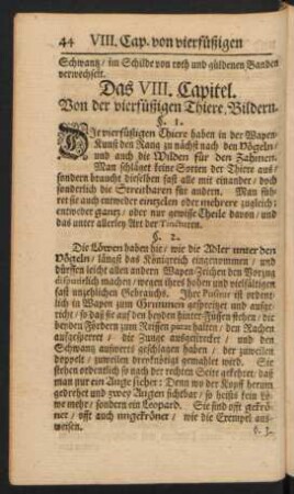 Das VIII. Capitel. Von der vierfüßigen Thiere, Bildern