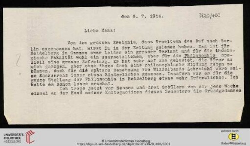 Brief(Abschrift)