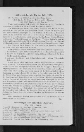 Erwerbungen der Bibliothek (Auswahl). : 1934-1936 1- Quartal