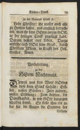 Vorbereitung, zu des HErrn Nachtmahl