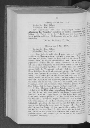Sitzung am 1. Juni 1886.
