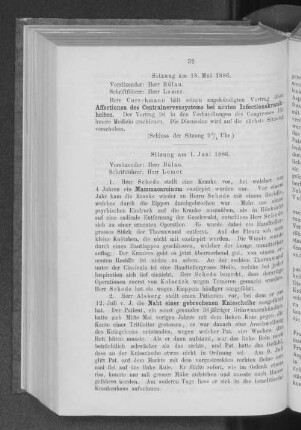 Sitzung am 1. Juni 1886.