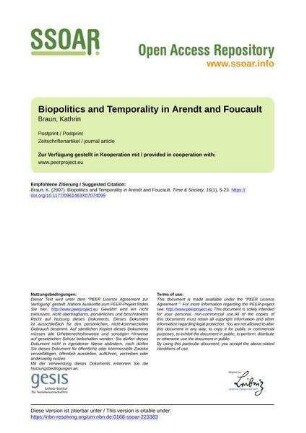 Biopolitics and Temporality in Arendt and Foucault