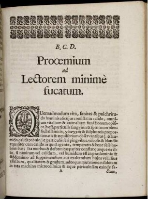 B.C.D. Prooemium ad Lectorem minimè fucatum.