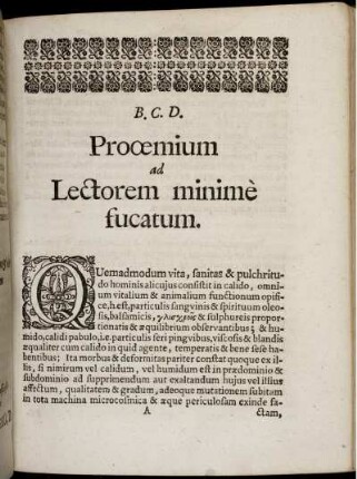 B.C.D. Prooemium ad Lectorem minimè fucatum.