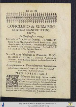 Conclusio & Submissio Arbitrio Francofurtensi Facta