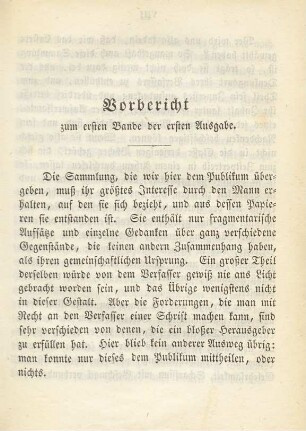 Vorbericht zum ersten Bande der ersten Ausgabe