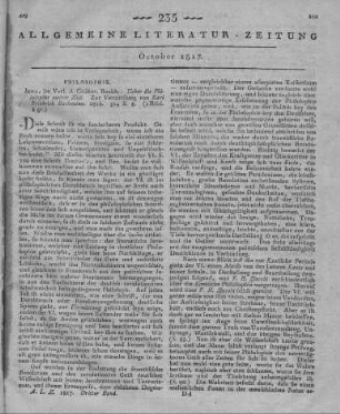 Bachmann, C. F.: Über die Philosophie meiner Zeit. Jena: Cröker 1816