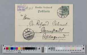 Postkarte an Richard Dehmel