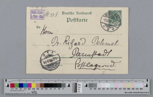 Postkarte an Richard Dehmel