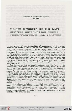 Church Interior in the Late Counter-Reformation Period: Pressupositions and Practise