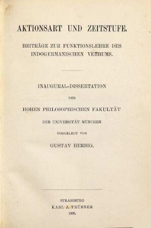 Aktionsart und Zeitstufe : Beiträge zur Funktionslehre des indogermanischen Verbums