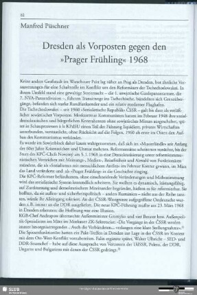 Dresden als Vorposten gegen den "Prager Frühling" 1968