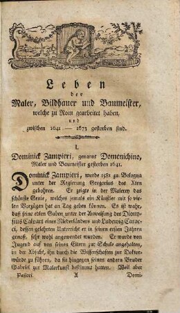 Leben der Maler, Bildhauer und Baumeister, welche in Rom gearbeitet haben und zwischen den Jahren 1641 - 1673 gestorben sind