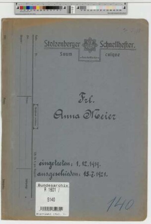 Meier, Anna, geb. 30.9.1898, Telefonistin