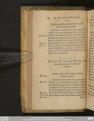 Caput V De Mundi Creatione, de Angelis, deque primo hominum statu.