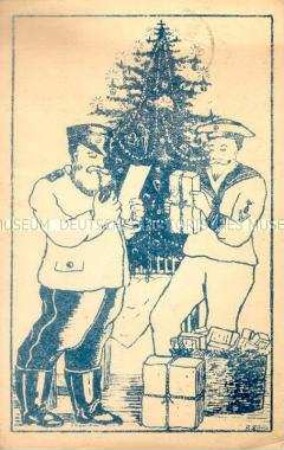 Weihnachtskarte aus dem japanischen Kriegsgefangenenlager Ninoshima
