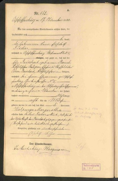 Standesamtsbuch der Stadt Aschaffenburg: Geburten 365/1900 - 184/1901