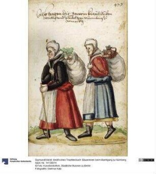 Heldt’sches Trachtenbuch: Bäuerinnen beim Marktgang zu Nürnberg