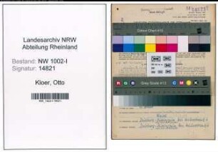 Entnazifizierung Otto Kloer, geb. 08.06.1915 (Geschaeftsfuehrer)